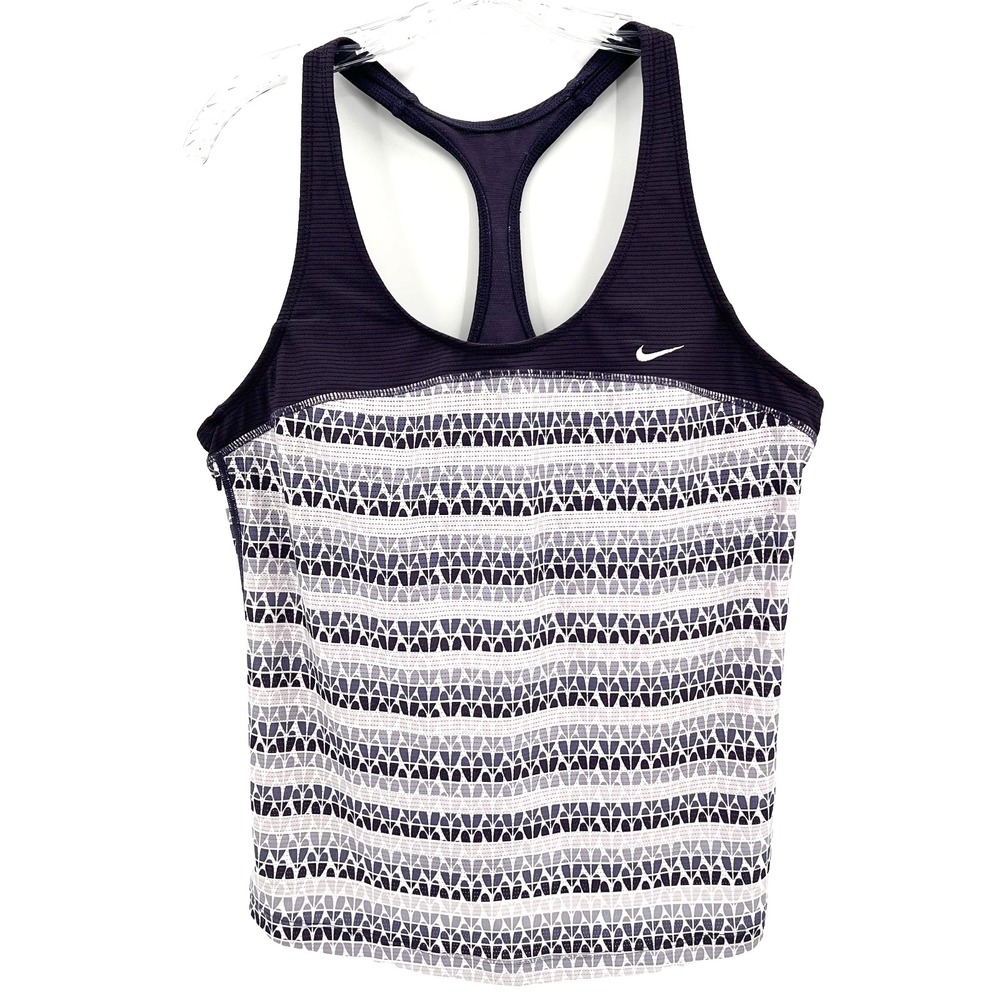 NIKE FitDry Women's Sz XL Eggplant Printed Racerback Tank Top with Built-In Bra